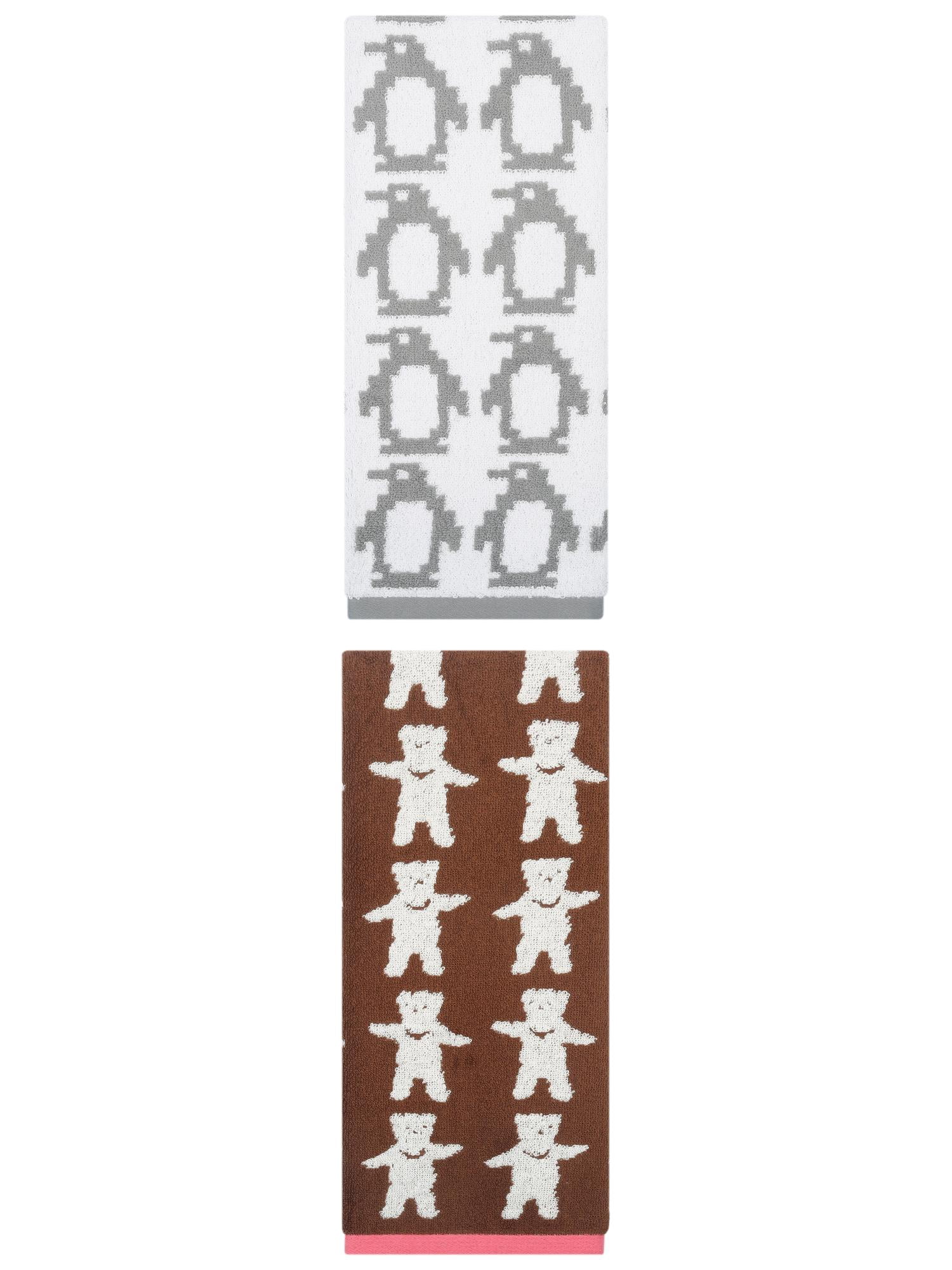 Unique Bargains Animal Pattern Cotton Jacquard Absorbent Hand Towel Grey/Brown 29" x 13"