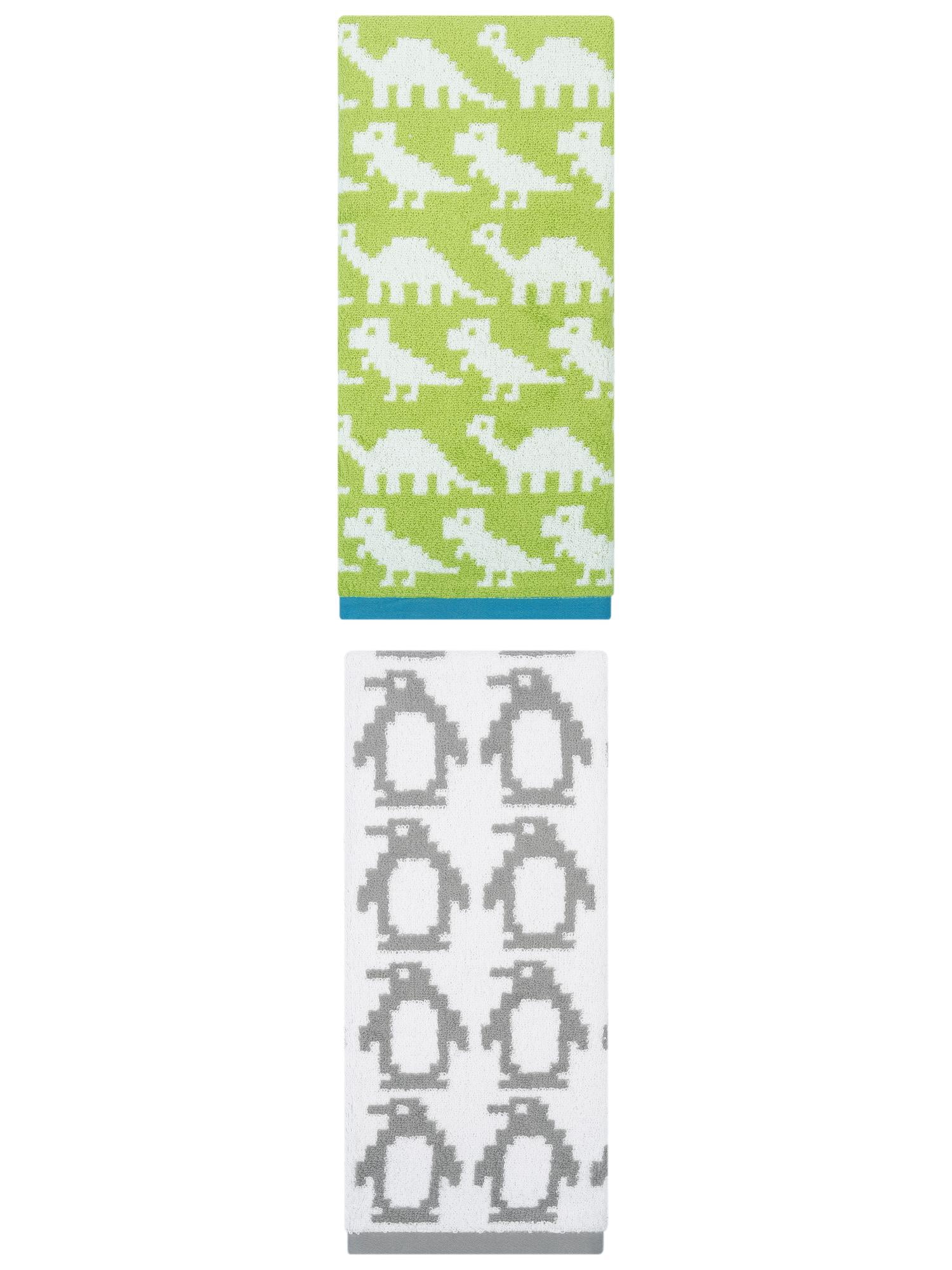 Unique Bargains Animal Pattern Cotton Jacquard Absorbent Hand Towel Grey/Green 29" x 13"