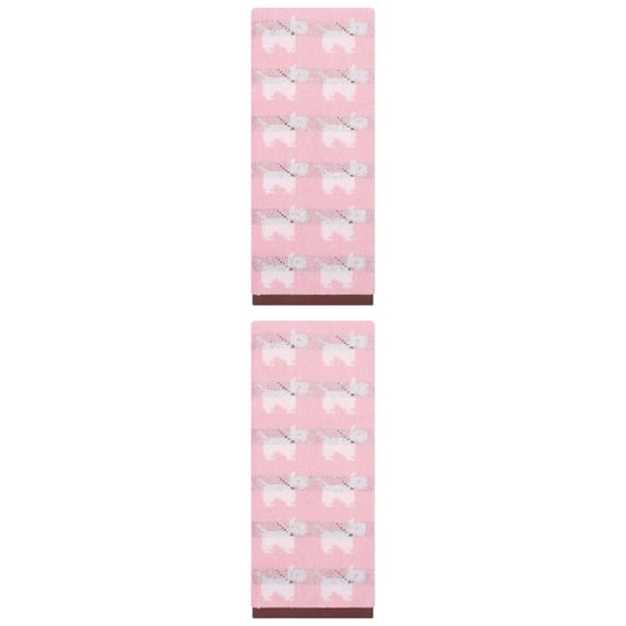 Unique Bargains Animal Pattern Cotton Jacquard Absorbent Hand Towel Pink 29" x 13"
