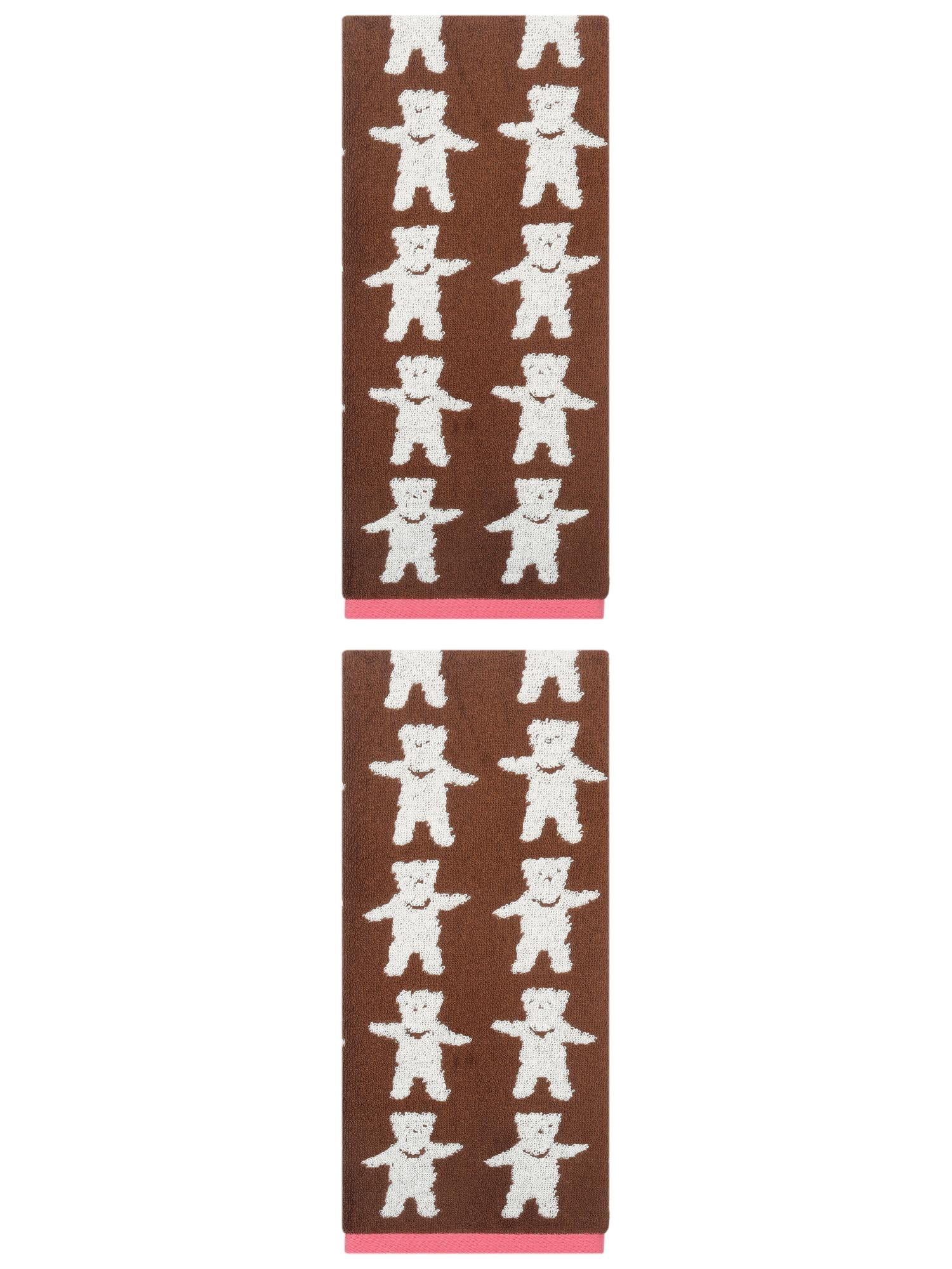 Unique Bargains Animal Pattern Cotton Jacquard Soft Absorbent Hand Towel Brown 29" x 13"