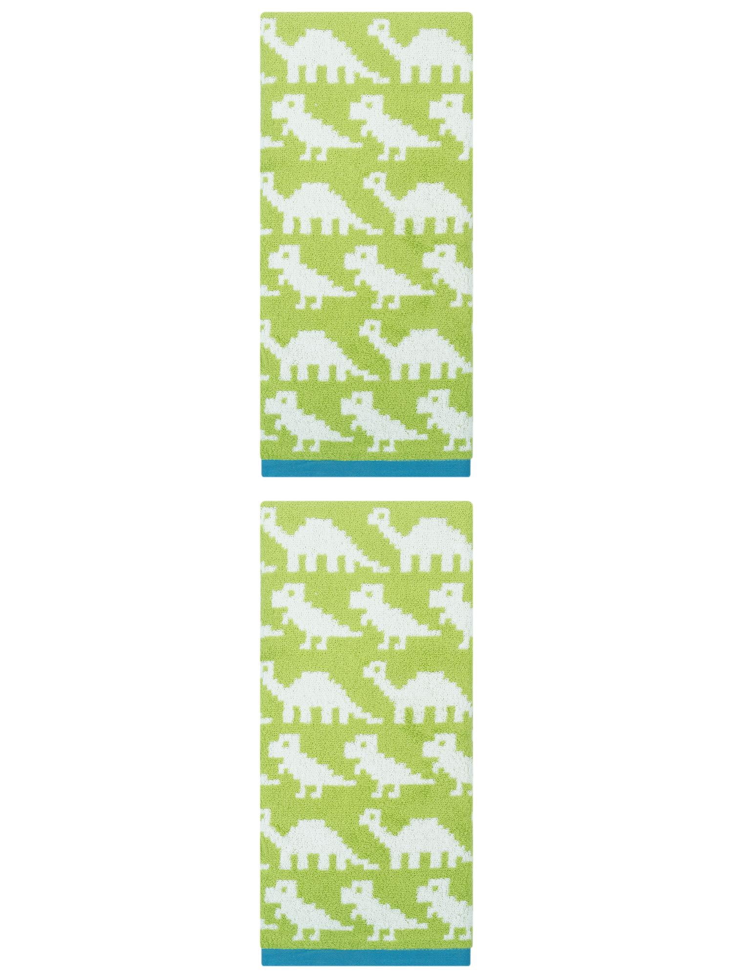 Unique Bargains Animal Pattern Cotton Jacquard Soft Absorbent Hand Towel Green 29" x 13"