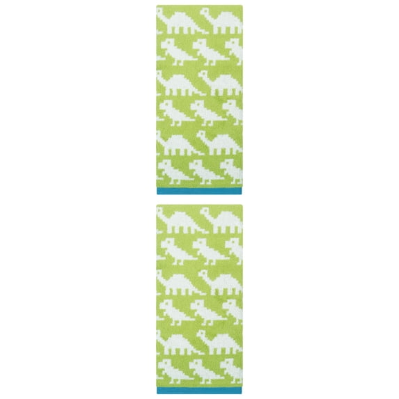 Unique Bargains Animal Pattern Cotton Jacquard Soft Absorbent Hand Towel Green 29" x 13"