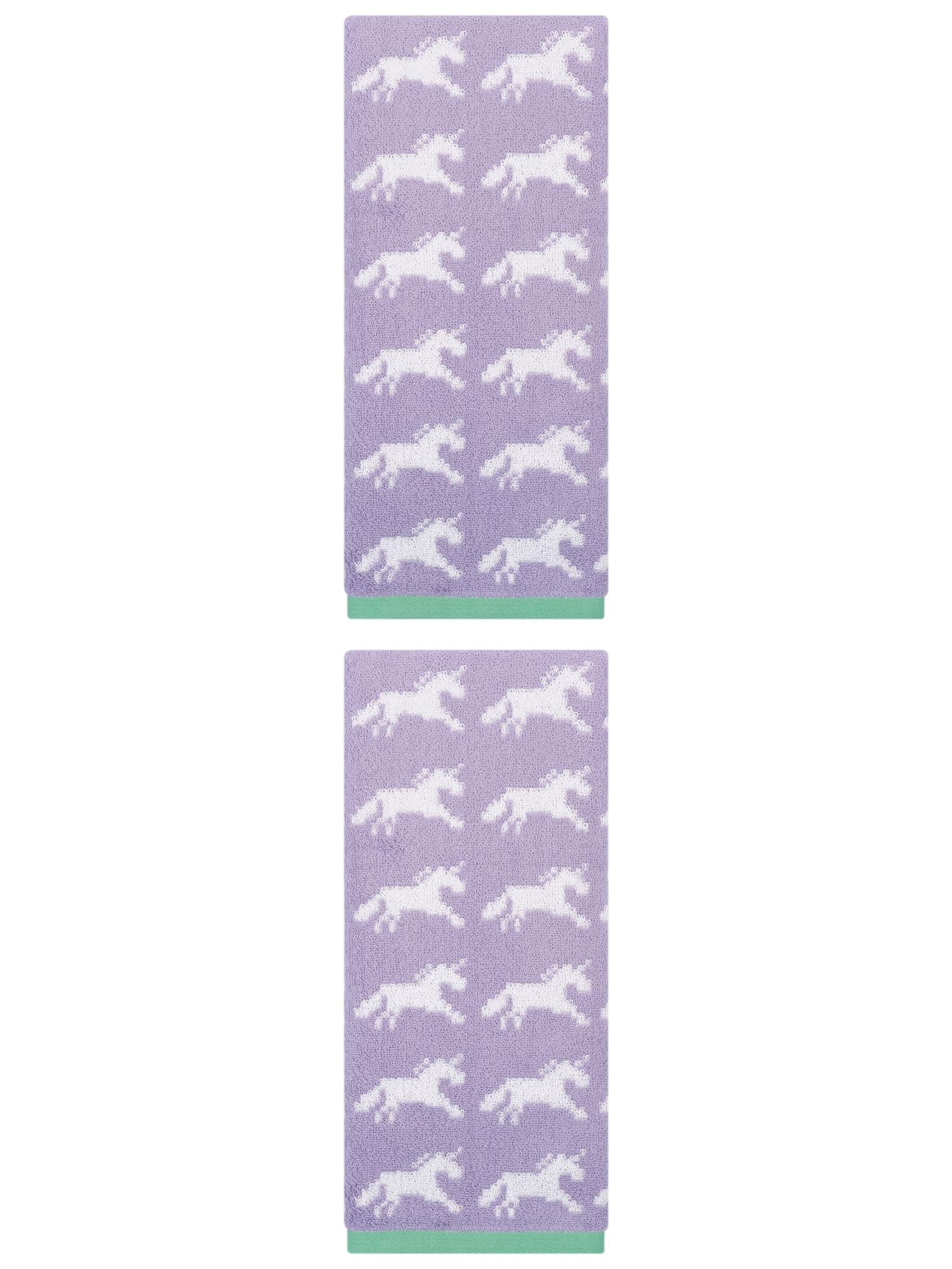 Unique Bargains Animal Pattern Cotton Jacquard Soft Absorbent Hand Towel Purple 29" x 13"
