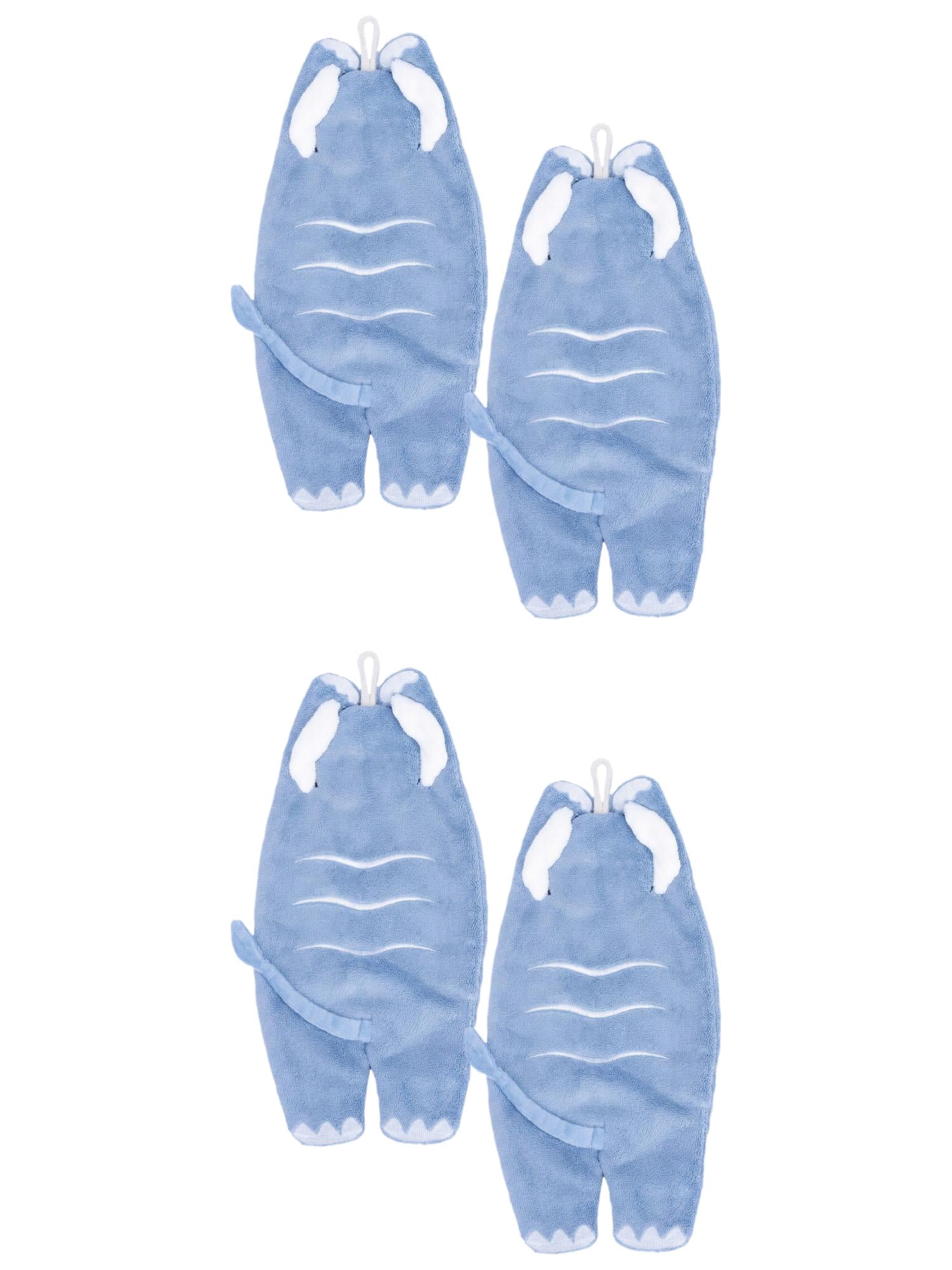 Unique Bargains Animal Shaped Hanging Hand Towels Absorbent Coral Fleece Blue 13" x 6"
