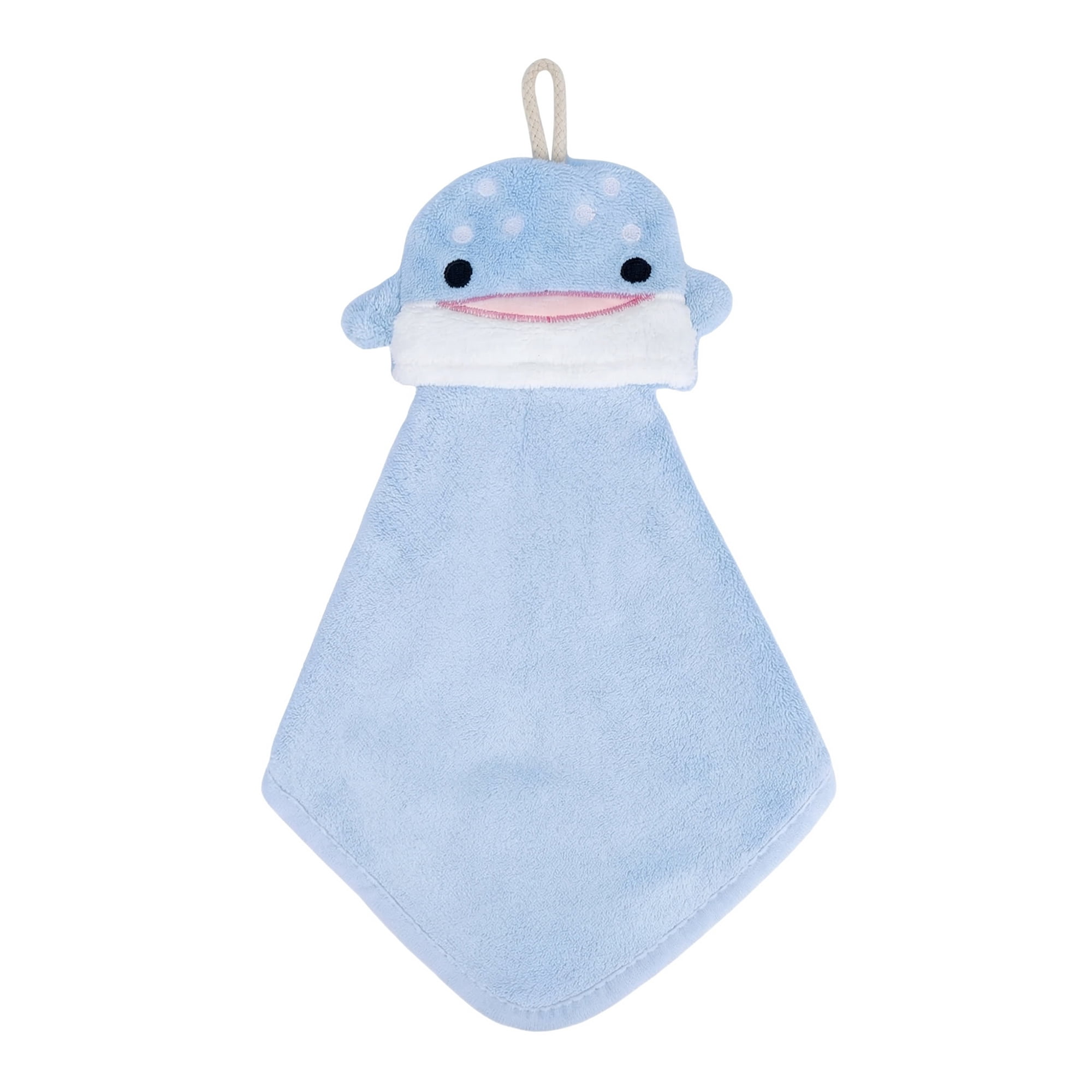 Unique Bargains Animal Soft Quick Dry Hanging Hand Towel Blue Shark 15" x 8"