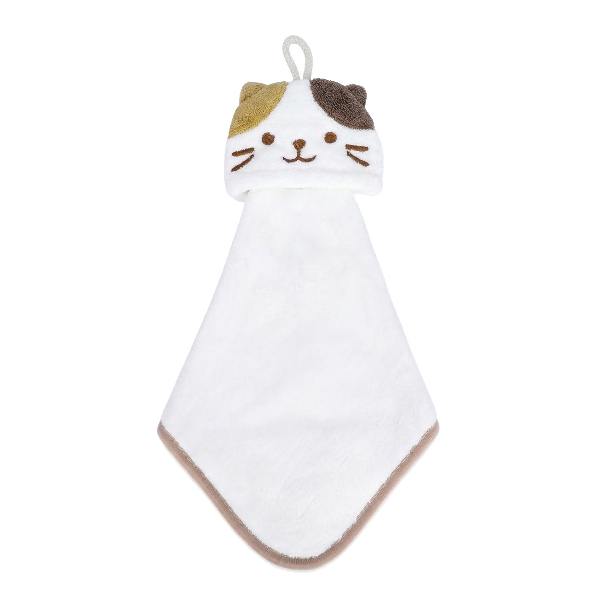 Unique Bargains Animal Soft Quick Dry Hanging Hand Towel White Cat 15" x 8"