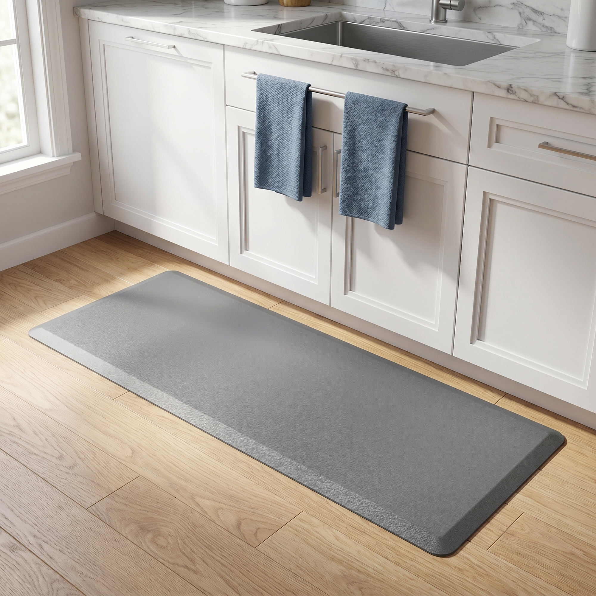 Unique Bargains Anti-Fatigue Cushioned Ergonomic PVC Floor Rug Dark Grey 47" x 17"