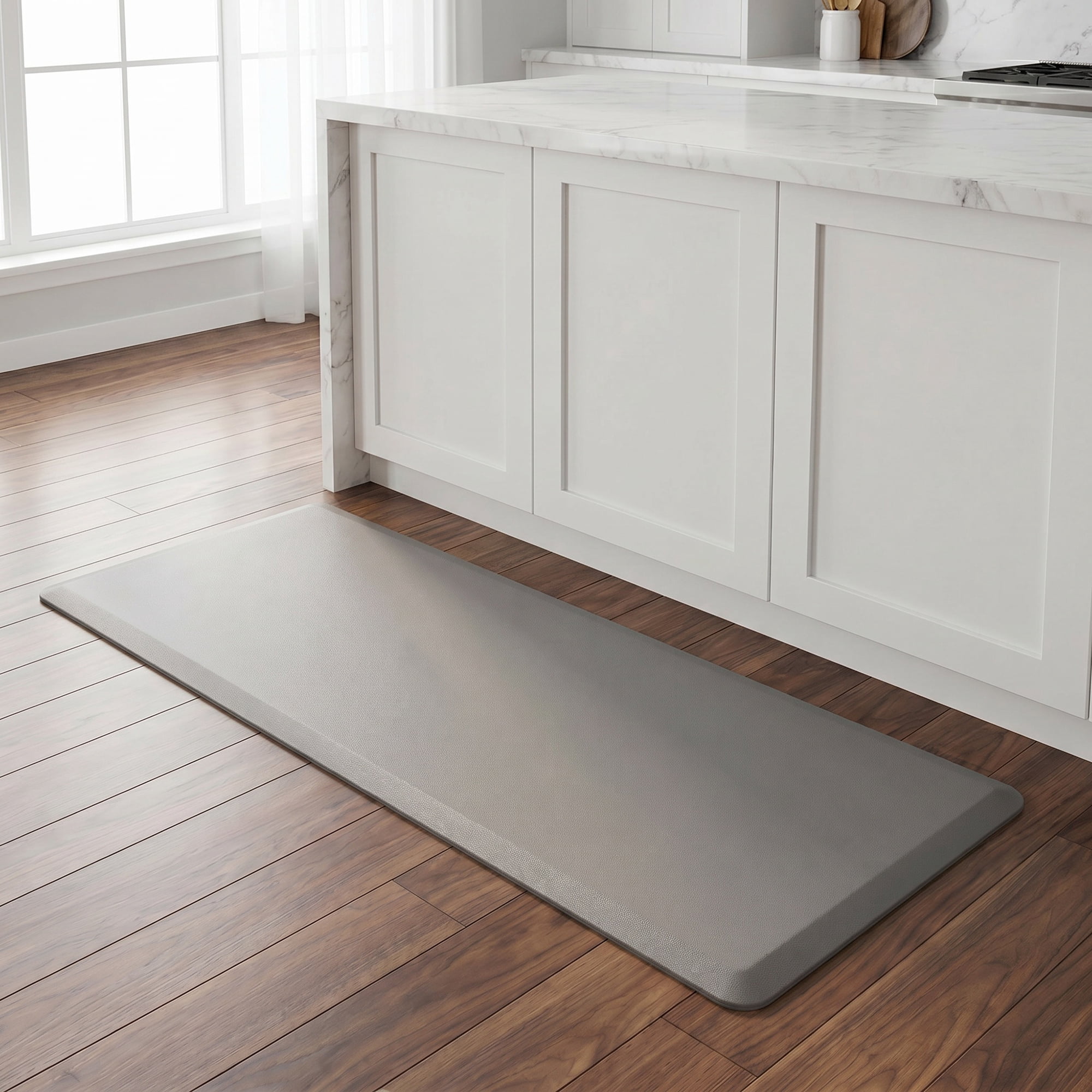 Unique Bargains Anti-Fatigue Cushioned Ergonomic PVC Floor Rug Silver Gray 47" x 17"