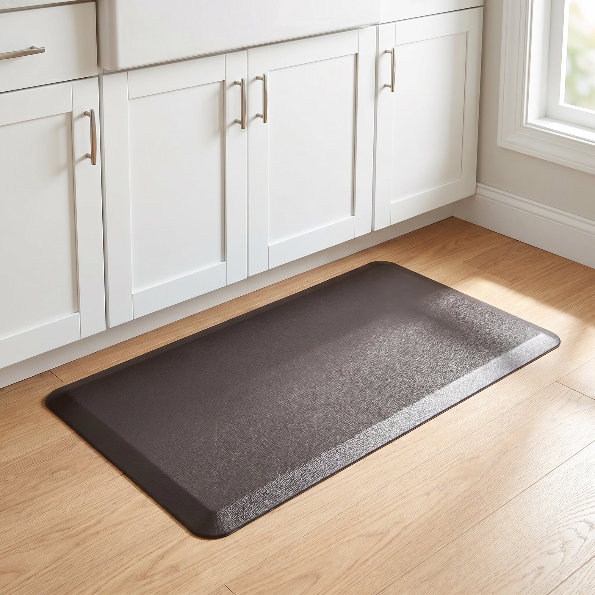 Unique Bargains Anti-Fatigue Cushioned Ergonomic Waterproof Floor Rug Brown 28" x 17"