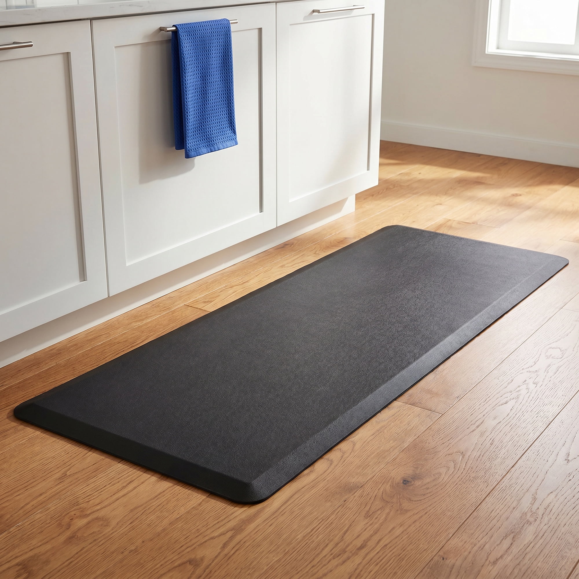 Unique Bargains Anti-Fatigue Cushioned Ergonomic Waterproof PVC Floor Rug Black 47" x 17"