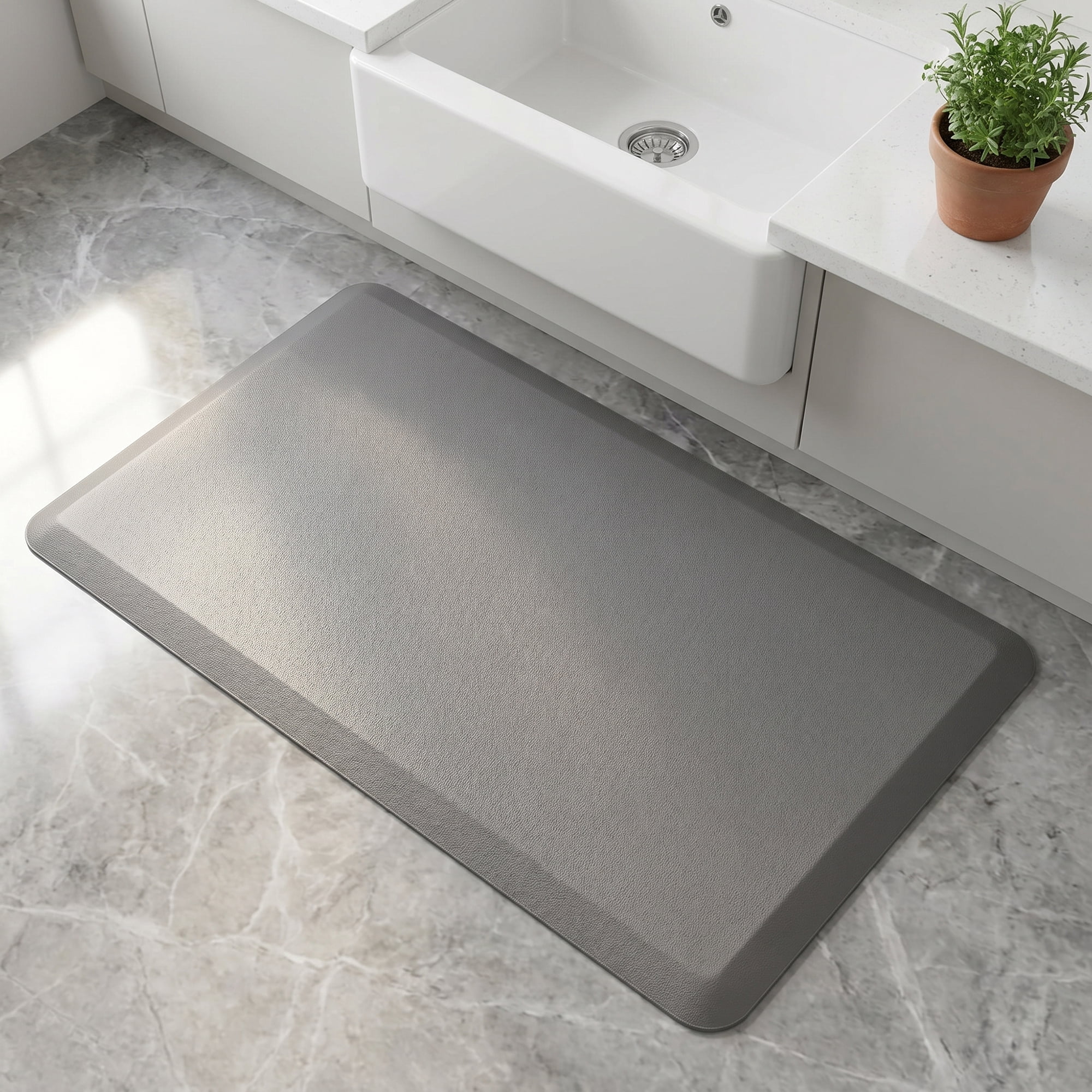 Unique Bargains Anti-Fatigue Cushioned Ergonomic Waterproof Rug Silver Gray 28" x 17"