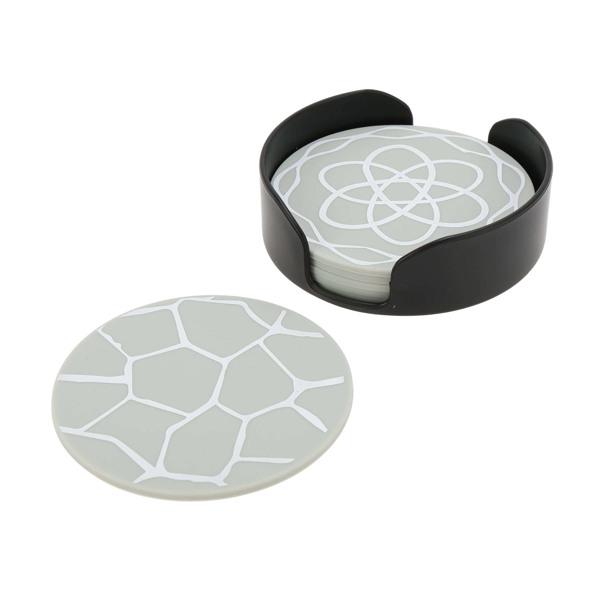 Unique Bargains Anti-Slip Drink Coaster Set Beige Gray