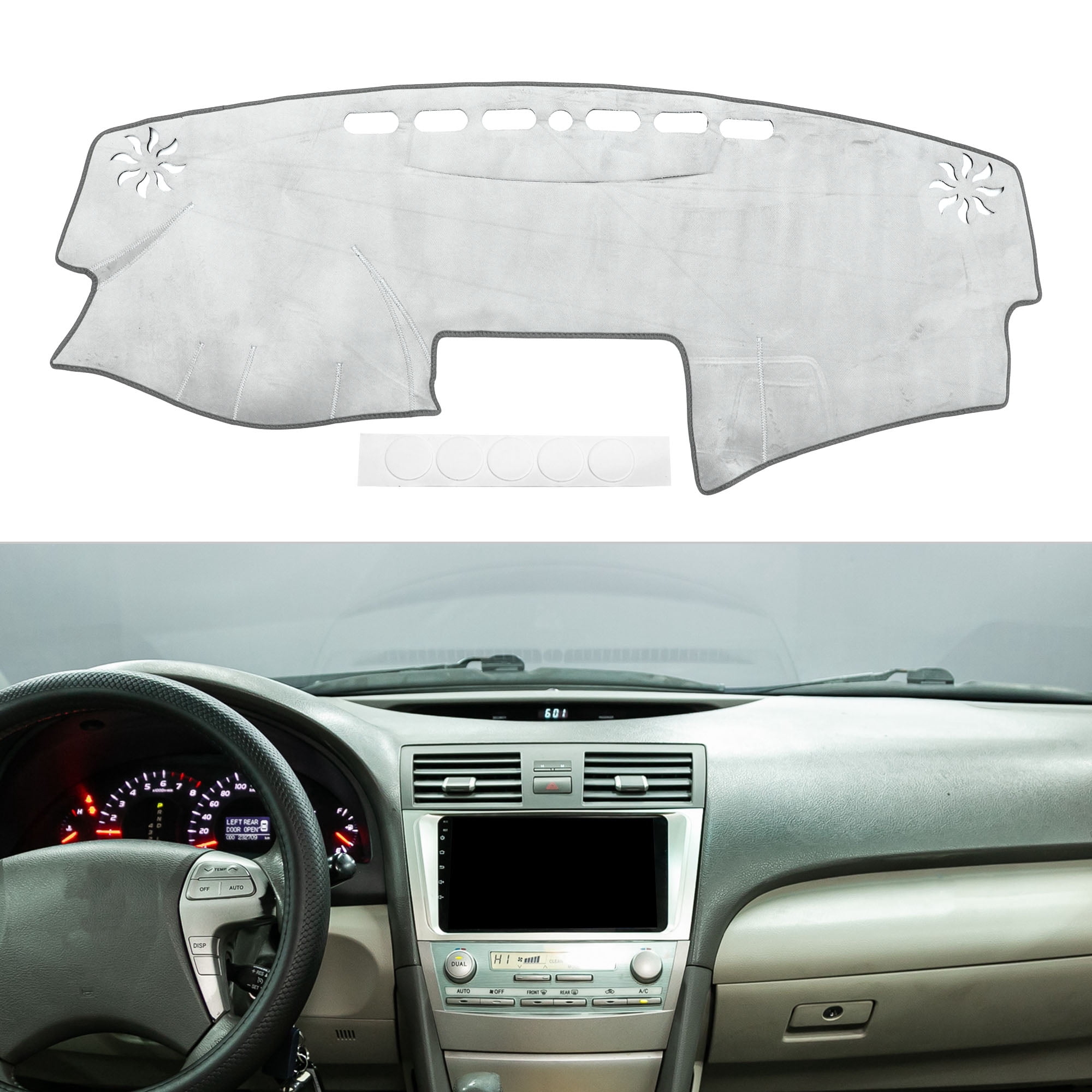 Unique Bargains Anti-Slip Flannel Dashboard Cover Mat for Toyota Camry 2007-2011 Silver
