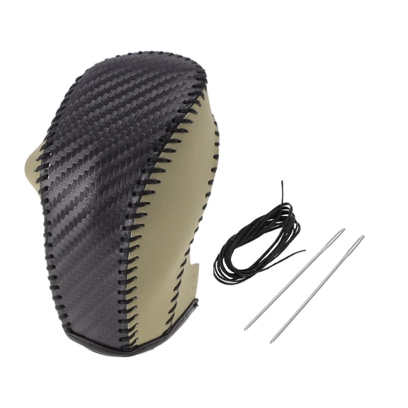 Unique Bargains Anti-Slip Gear Shift Knob Cover Car Stick Shifting Handle Protector for Buick Envision 2015-2020 Black Beige Faux Leather