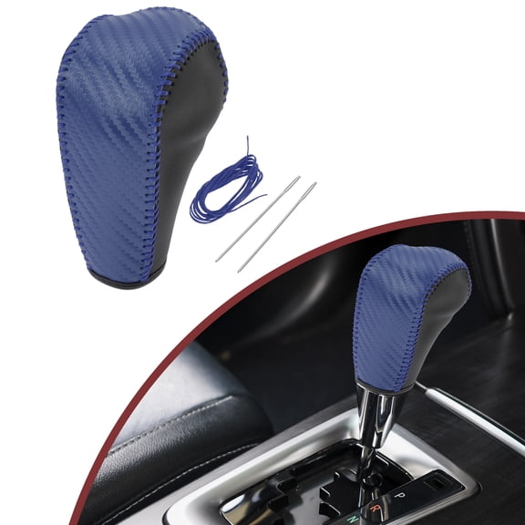 Unique Bargains Anti-Slip Gear Shift Knob Cover Car Stick Shifting Handle Protector for Ford Edge 2011-2014 Blue Faux Leather