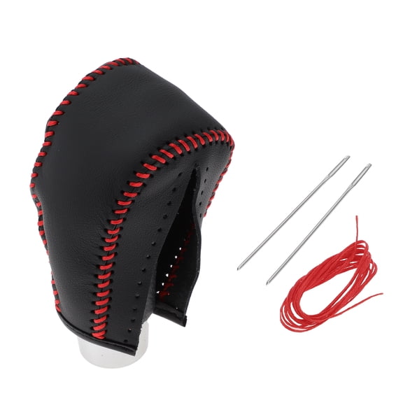 Unique Bargains Anti-Slip Gear Shift Knob Cover Car Stick Shifting Handle Protector for Honda CRV 08-11 Black Red Leather