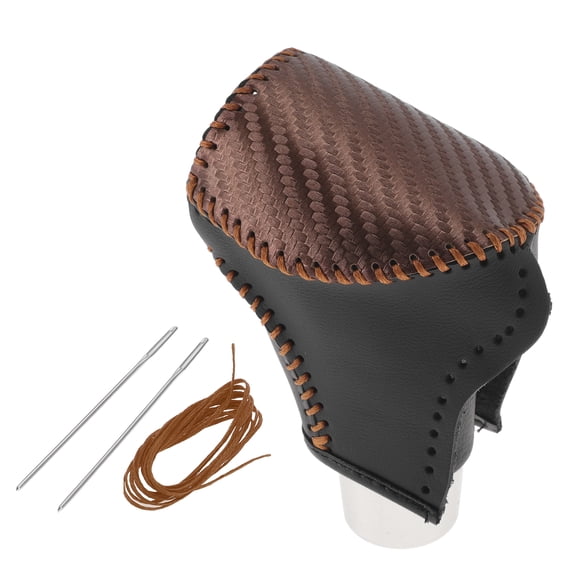 Unique Bargains Anti-Slip Gear Shift Knob Cover Stick Shifting Handle Protector for Kia Sportage 11-16 Black Brown Faux Leather