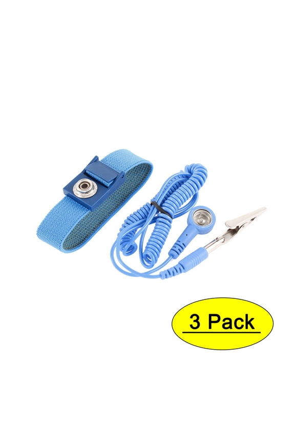 Anti Static ESD Adjustable Wrist Strap Band Bracelet Blue 3 Pcs