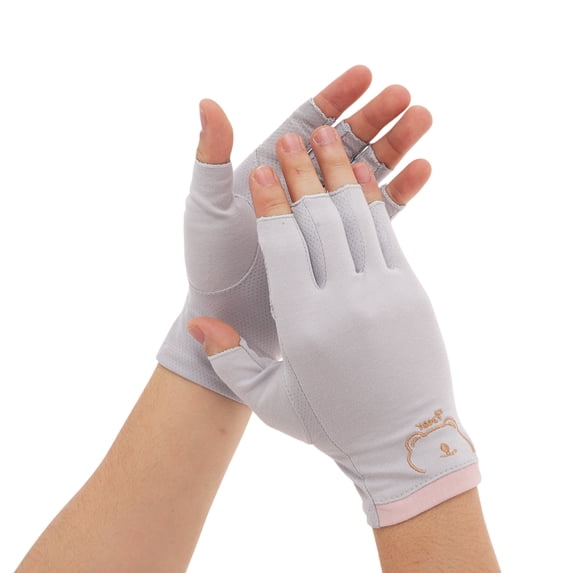 Unique Bargains Anti-slip Bears Manicure Gloves 1 Pair Gray