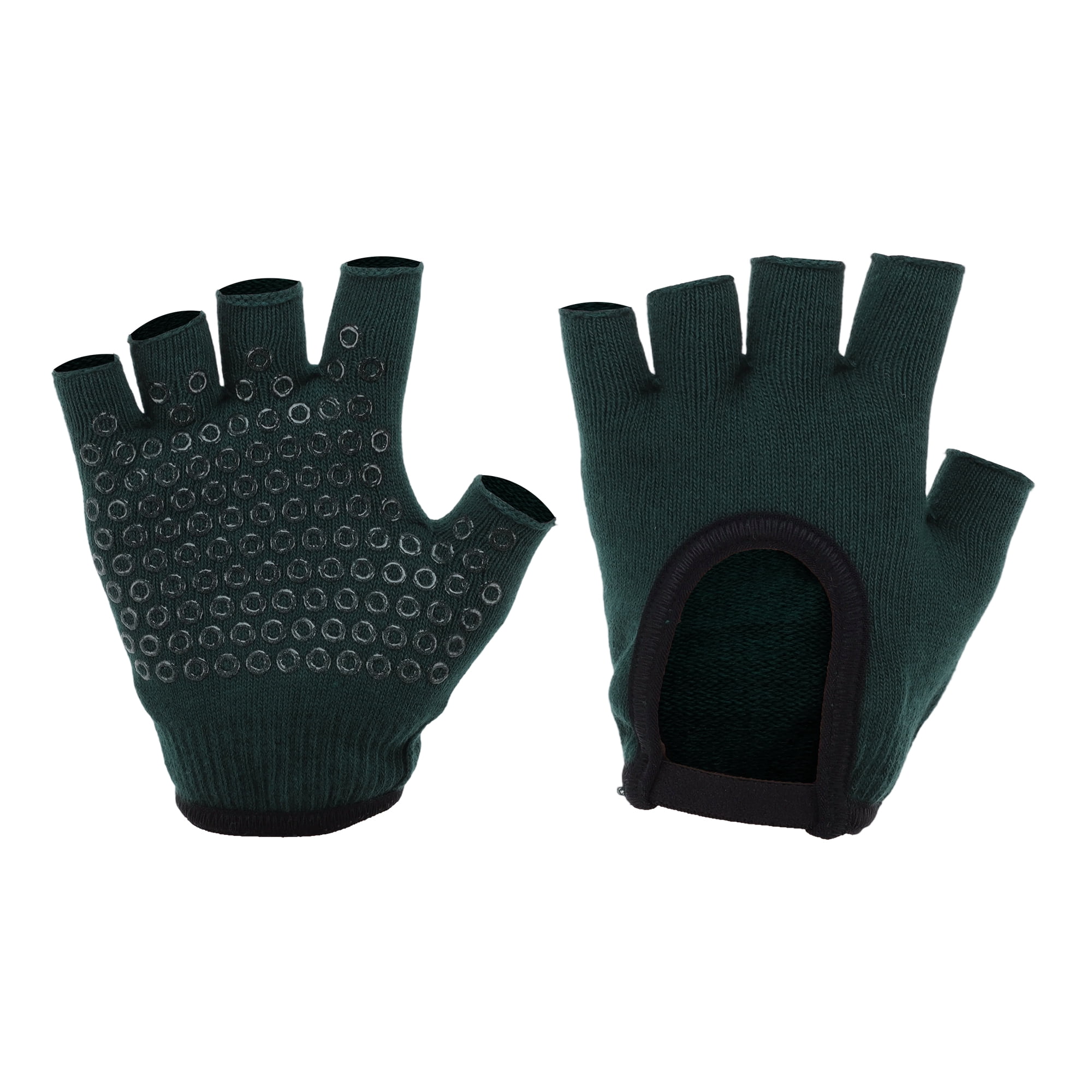 Unique Bargains Anti-slip Fingerless Yoga Gloves One Size Blackish Green