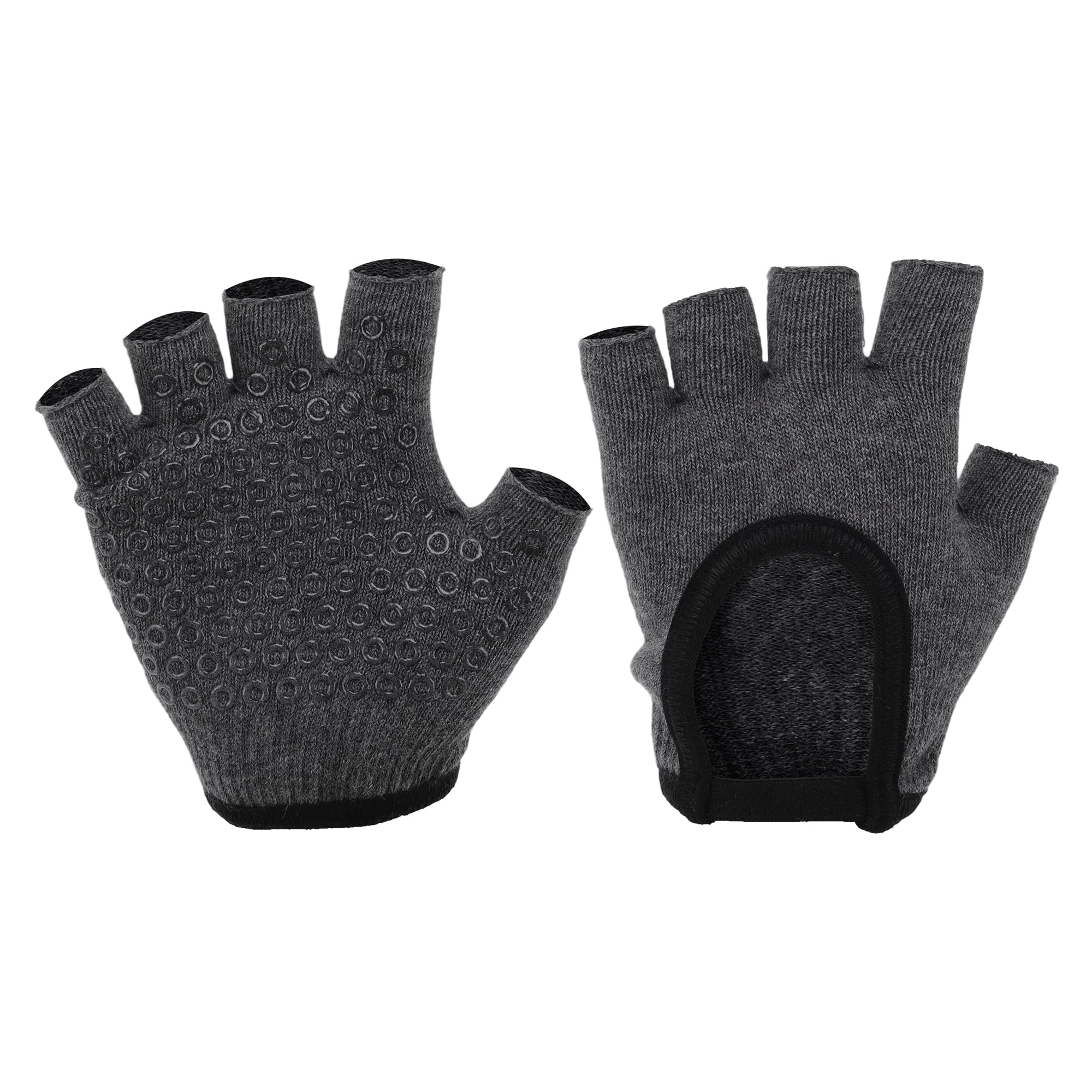 Unique Bargains Anti-slip Fingerless Yoga Gloves One Size Gray