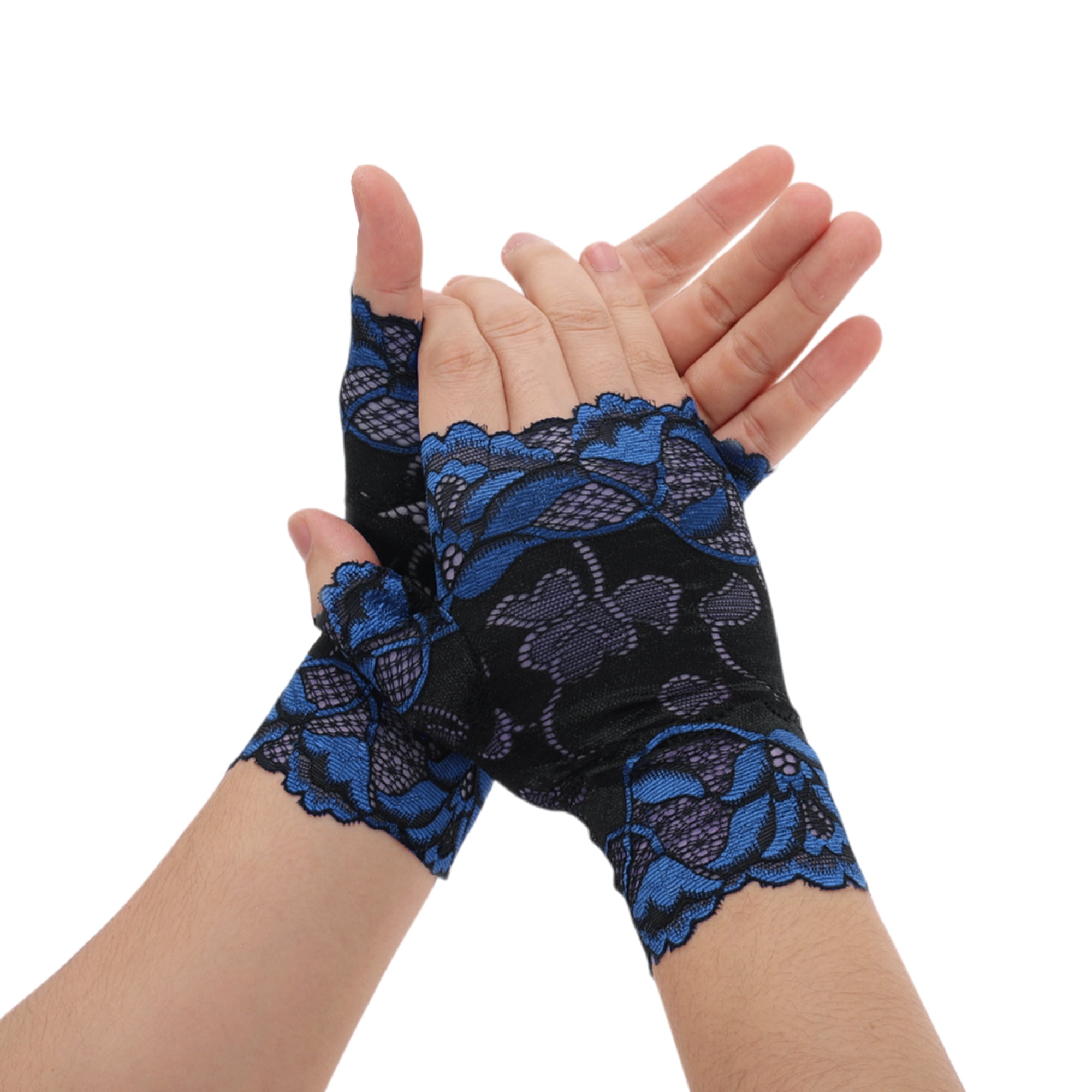 Unique Bargains Anti-slip Lace Manicure Gloves 1 Pair Blue