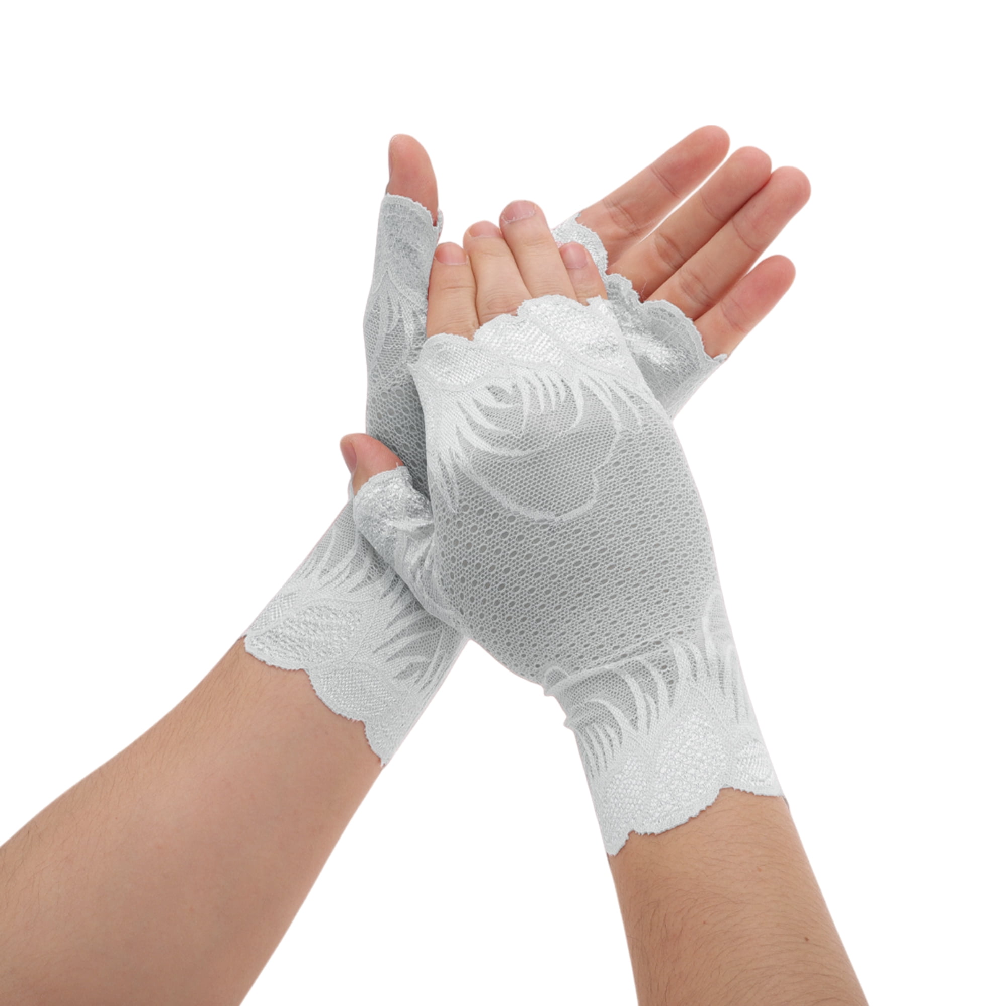 Unique Bargains Anti-slip Lace Manicure Gloves 1 Pair Gray