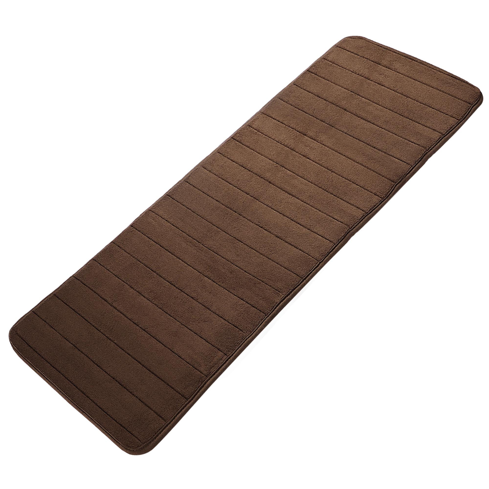 Unique Bargains Anti-slip Memory Foam Bath Floor Mat Area Runner Rug Coffee Color 24"x63"