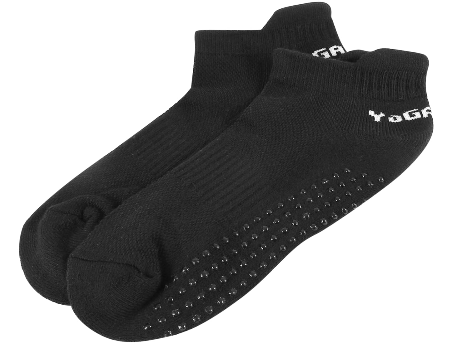 Unique Bargains Anti-slip Resin Dots Yoga Pilates Gym Exercise Socks Pair Black