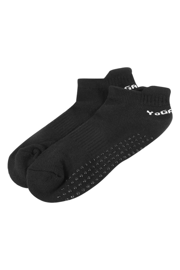 Anti-slip Resin Dots Yoga Pilates Gym Exercise Socks Pair Black