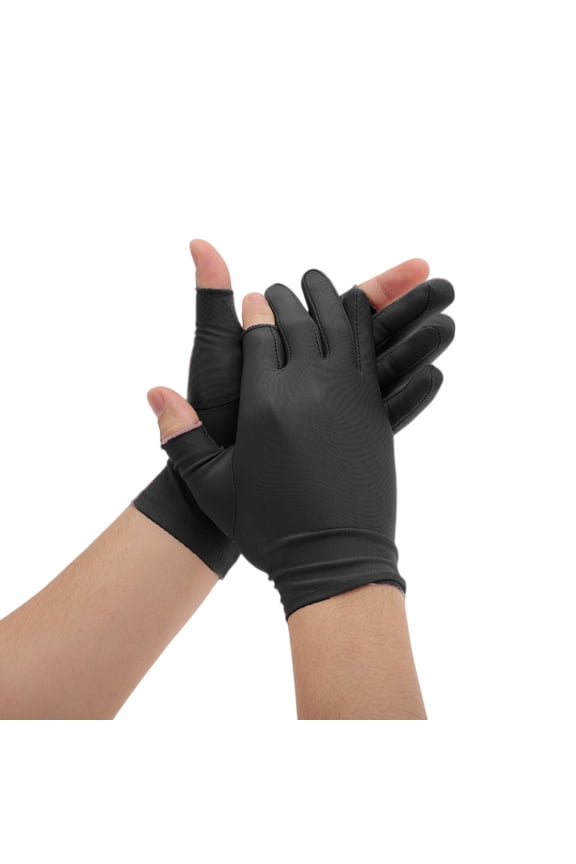Anti-slip Sun Protection Half Finger Manicure Gloves 1 Pair Black