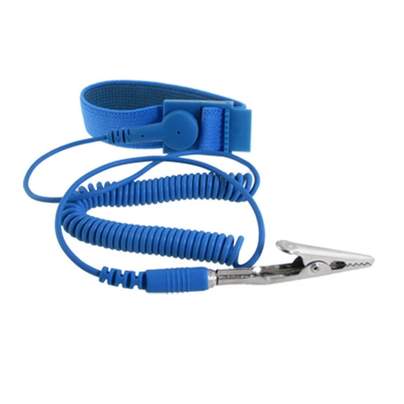 Unique Bargains Anti-static Wrist Band Grounding Sky Blue Elastic Coiled Cable