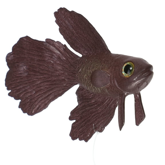 Unique Bargains Aquarium Artificial Betta Fish Ornament Glowing Simulation Animal Decoration with Suction Cup Brown