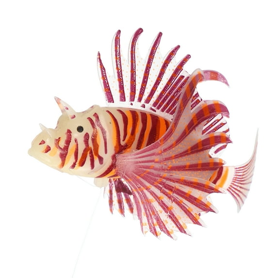 Unique Bargains Aquarium Artificial Lion Fish Ornament Glowing Simulation with Suction Cup Orange Purple Transparent