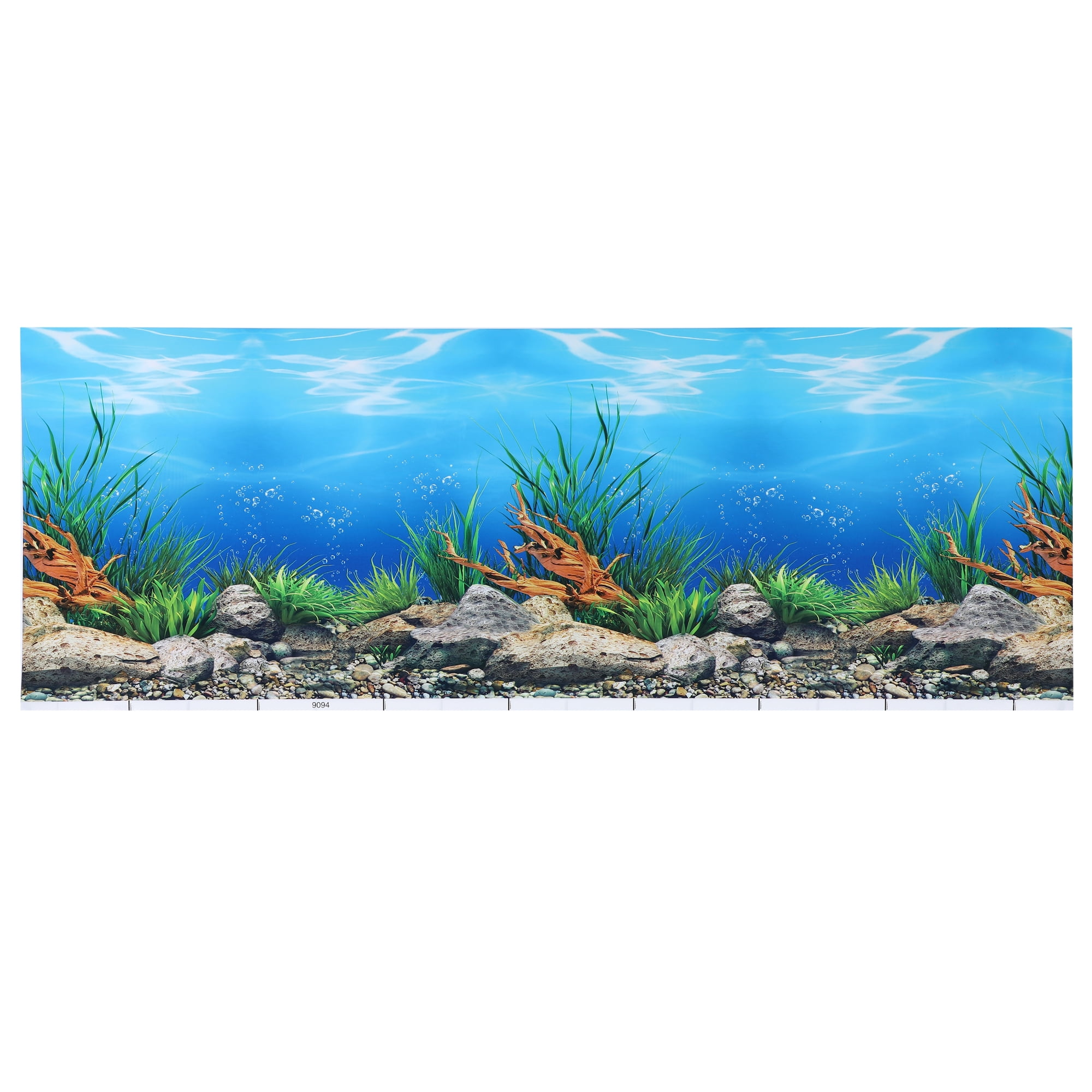 Aquariumposter, zeebodem water gras aquarium achtergronddecoratie 3D PVC zelfklevende aquariumbehangsticker voor aquariumdecoratie (61 x 40 cm