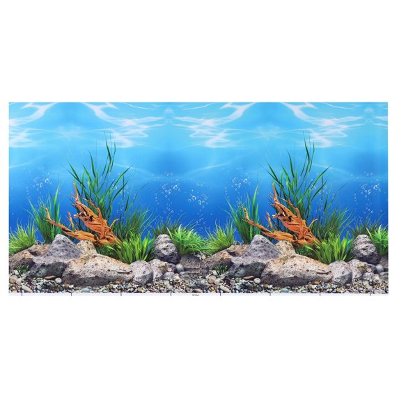Unique Bargains Aquarium Background Poster Double-sided Fish Tank Background Decorative Paper Sticker 32.28"x15.75"