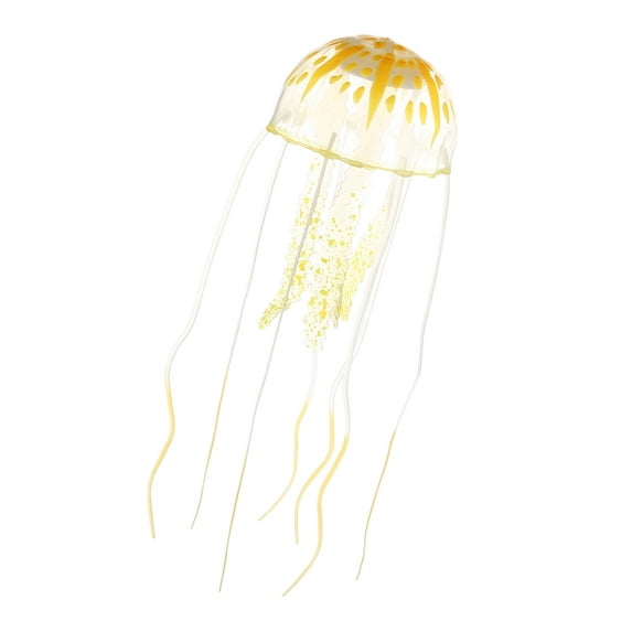Unique Bargains Aquarium Jellyfish Glow Decor Fish Tank Fluorescent Jellyfish Ornament Orange 2.3"x5.9" with Suction Cup