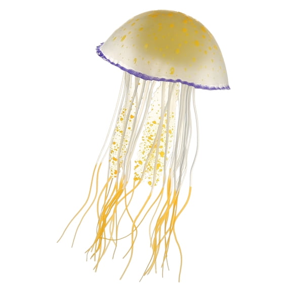 Unique Bargains Aquarium Jellyfish Glow Decor Fish Tank Fluorescent Jellyfish Ornament Orange 3.2"x5.9" with Suction Cup