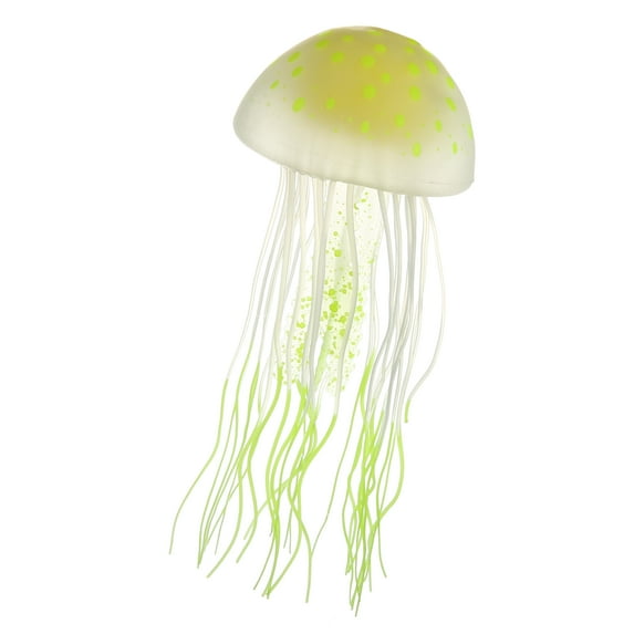 Unique Bargains Aquarium Jellyfish Glow Decor Fish Tank Fluorescent Jellyfish Ornament Yellow 2.8"x5.5" with Suction Cup
