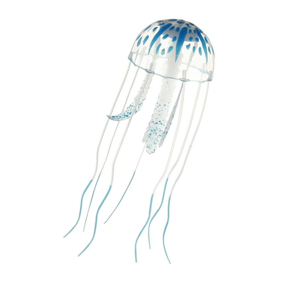 Unique Bargains Aquarium Jellyfish Glow Decor Fish Tank Fluorescent Jellyfish Ornaments Blue 2.3"x5.9" with Suction Cup