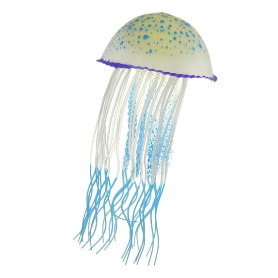 Unique Bargains Aquarium Jellyfish Glow Decor Fish Tank Fluorescent Jellyfish Ornaments Blue 3.2"x5.9" with Suction Cup