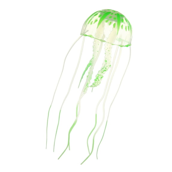 Unique Bargains Aquarium Jellyfish Glow Decor Fish Tank Fluorescent Jellyfish Ornaments Green 2.3"x5.9" with Suction Cup