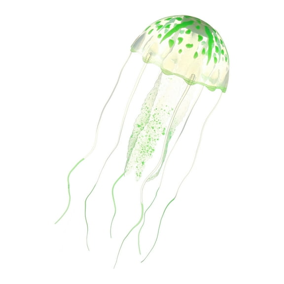 Unique Bargains Aquarium Jellyfish Glow Decor Fish Tank Fluorescent Jellyfish Ornaments Green 3.2"x7.5" with Suction Cup