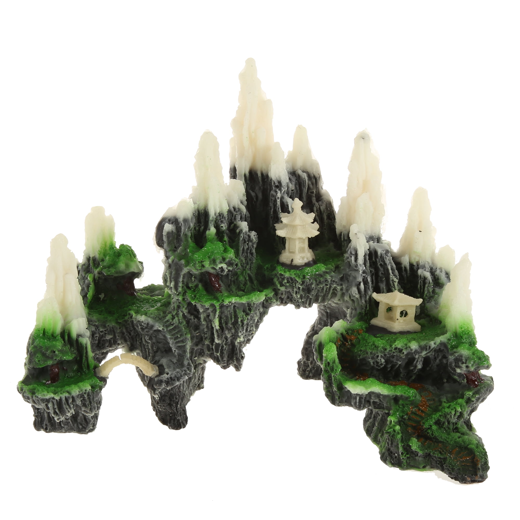 Unique Bargains Aquarium Landscape Mountain Decor Artificial Aquatic Terrariums Stone Rock White Gray Green 7.09"