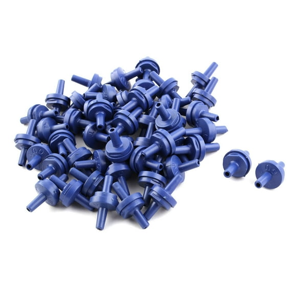 Unique Bargains Aquarium Plastic Air Pump Double Head Check Valves Blue 50 PCS