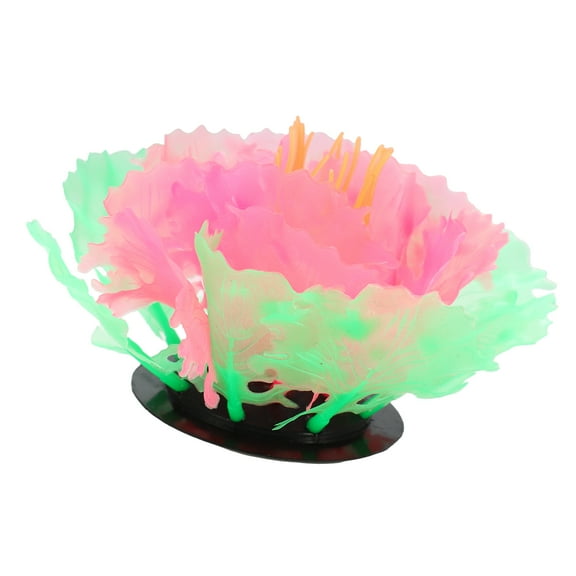 Unique Bargains Aquarium Simulation Coral Aquatic Plant Silicone Fluorescent Coral Glow Ornaments Fish Tank Pink