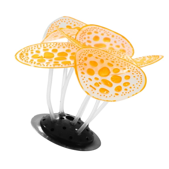 Unique Bargains Aquarium Simulation Coral Silicone Fluorescent Coral Glow Ornaments Fish Tank 2.36"x3.15" Orange