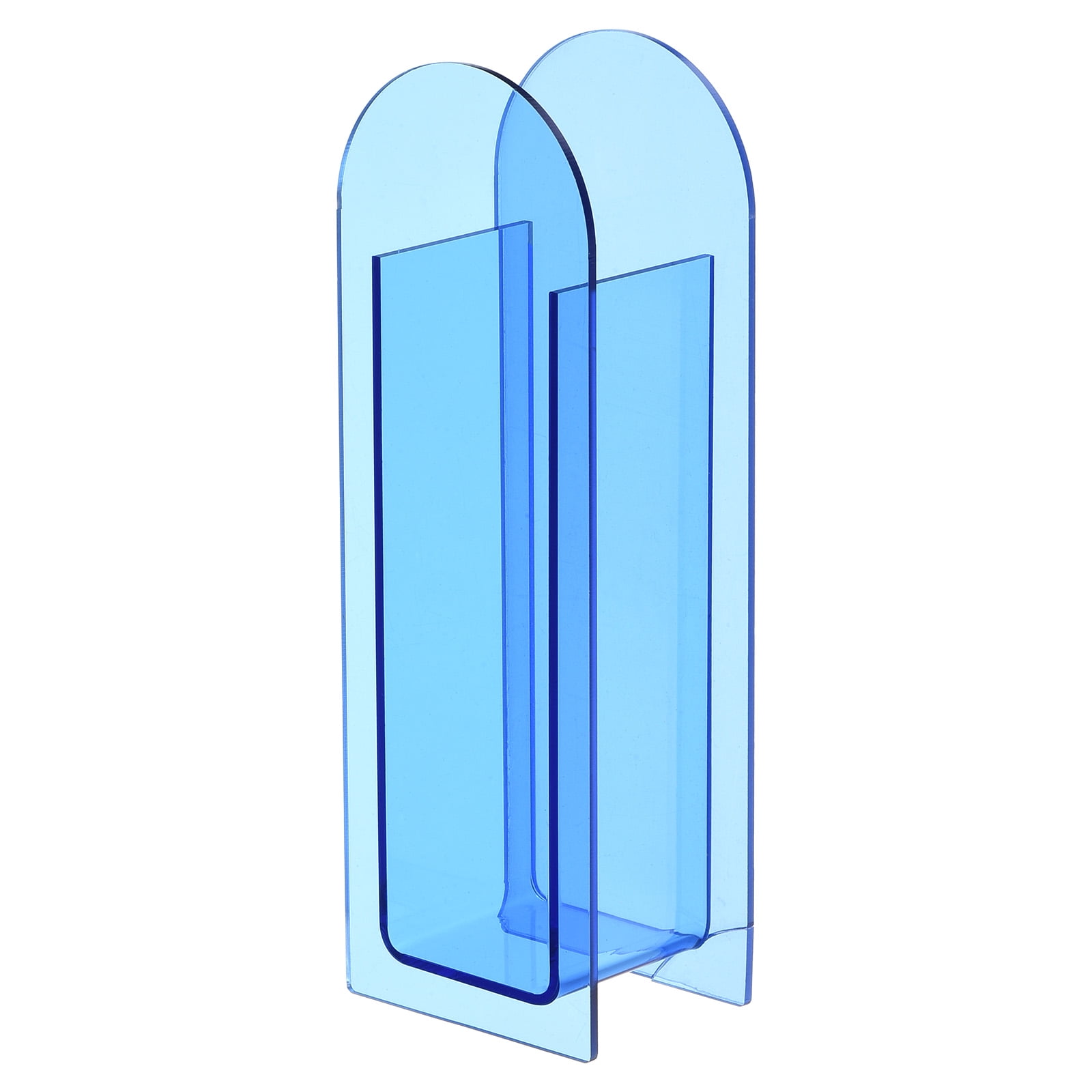 Unique Bargains Arch Acrylic Floral Vase Clear Geometric Plastic Decorative Vase for Home Blue