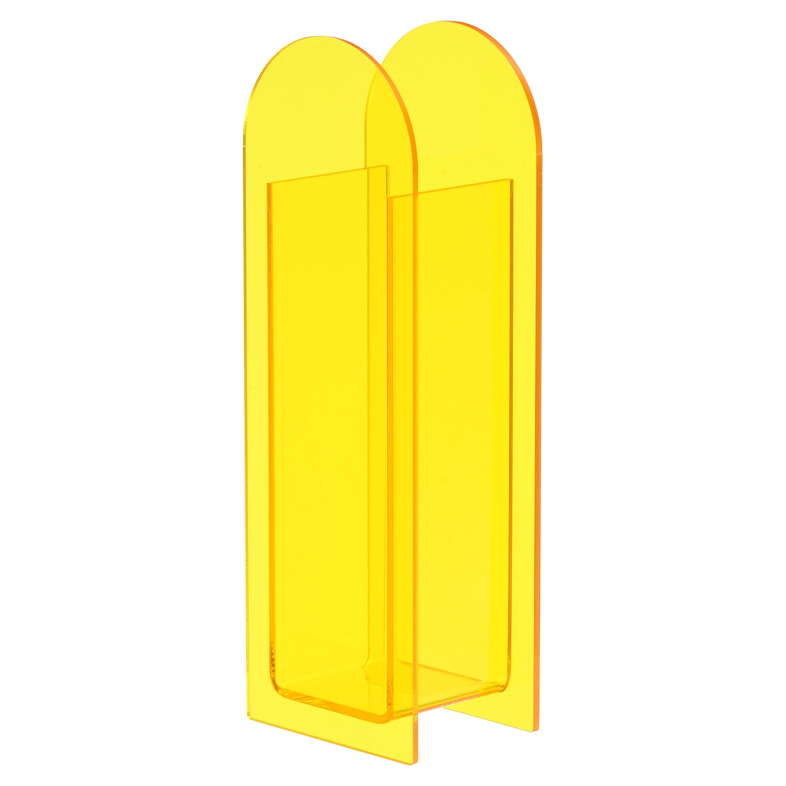 Unique Bargains Arch Acrylic Floral Vase Clear Geometric Plastic Decorative Vase for Home Yellow