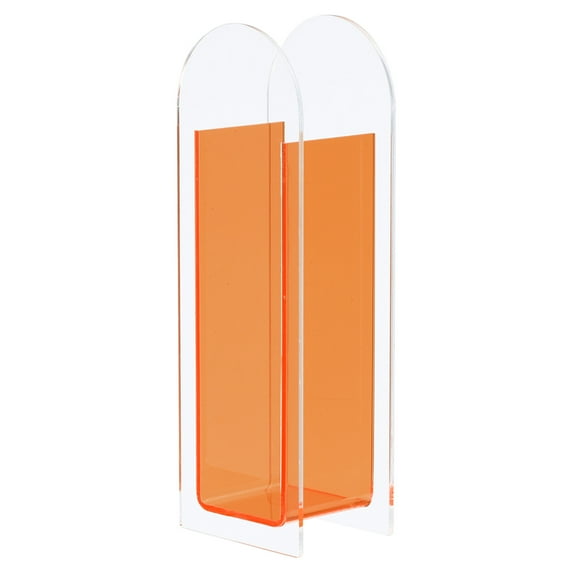Unique Bargains Arch Acrylic Floral Vase Clear Geometric Table Centerpiece Decorative Vase Orange